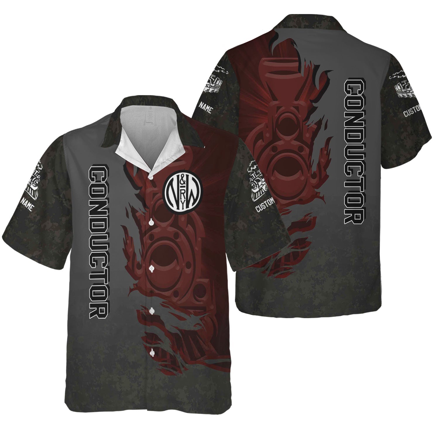 Railspirit Personalized Norfolk and Western Railway Hawaiian Shirt Blazing Style with Custom Position N&W Train Shirt