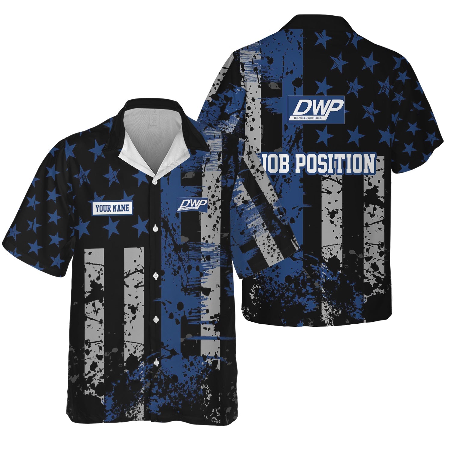 Railspirit Personalized Duluth, Winnipeg and Pacific Railway Hawaiian Shirt Artistic Paint American Flag Style Train Shirt