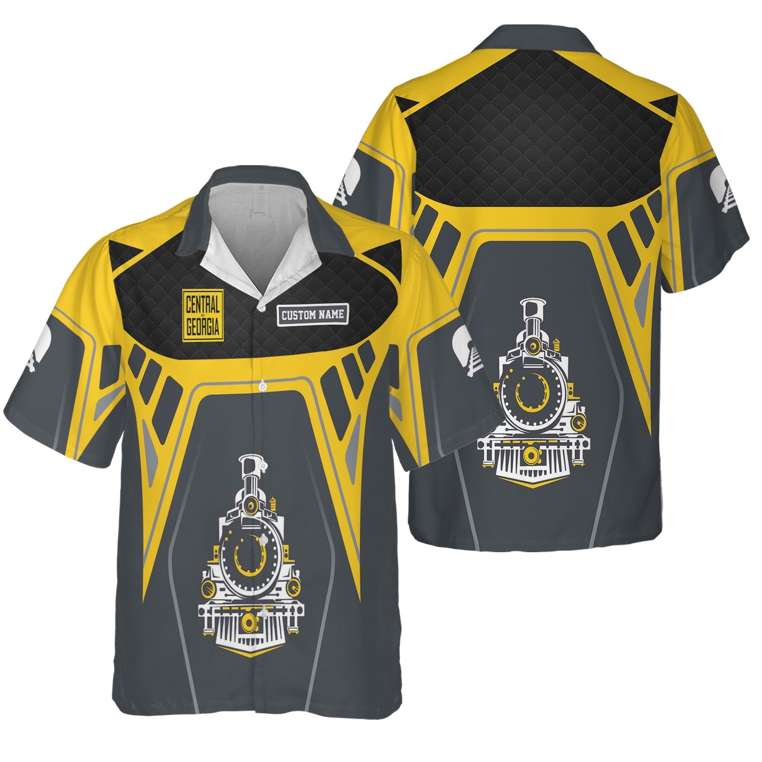 Railspirit Personalized Central of Georgia Railway Hawaiian Shirt Steam Locomotive Engine Graphic Train Shirt All Over Print