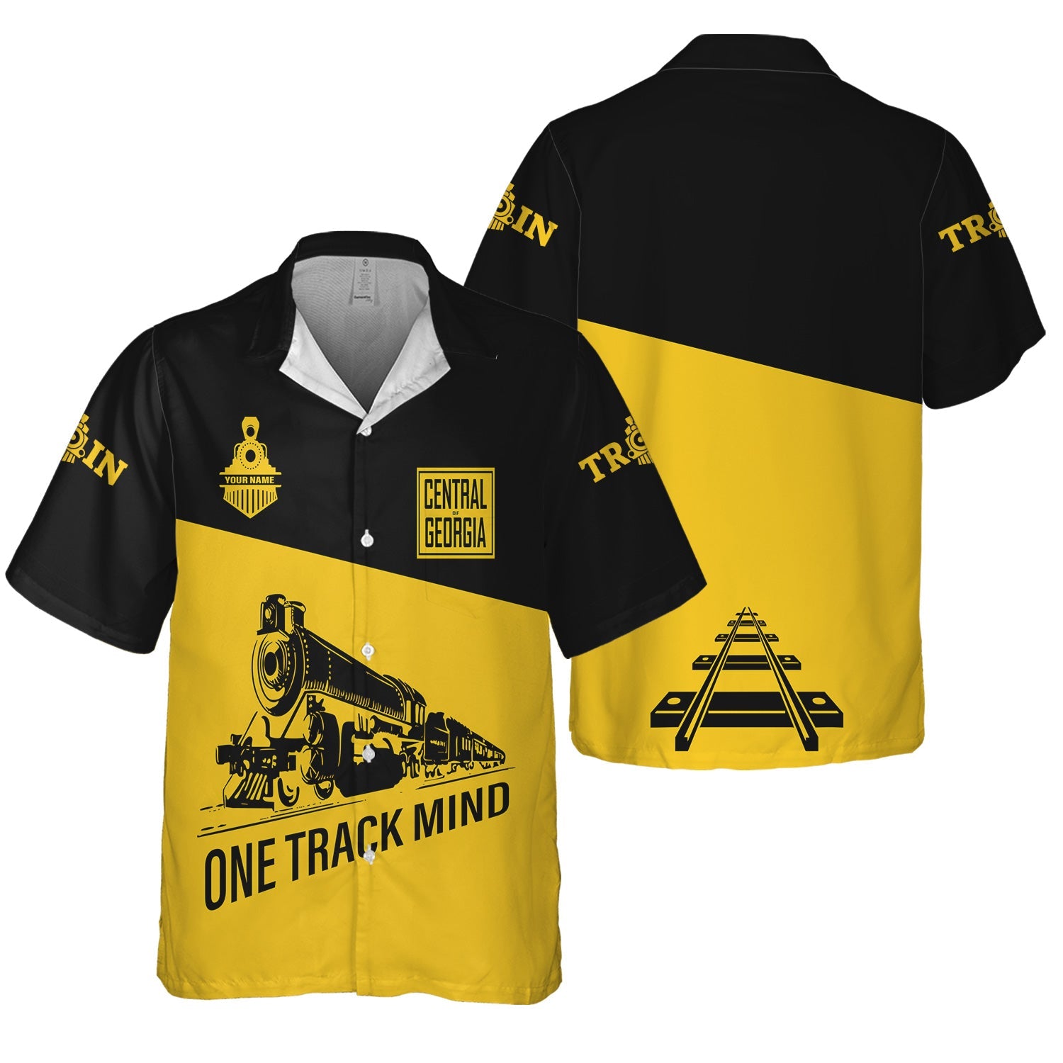 Railspirit Personalized Central of Georgia Railway Hawaiian Shirt One Track Mind Unisex Train Shirt Gift Idea For Train Lover