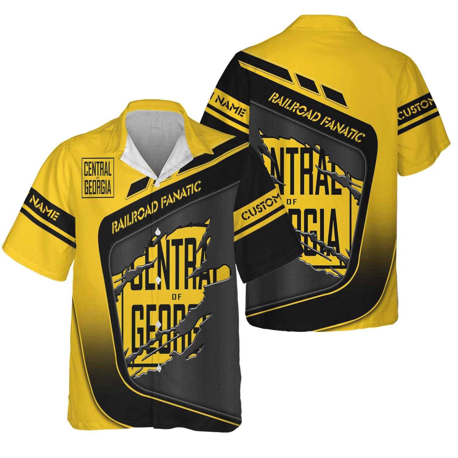 Railspirit Personalized Central of Georgia Railway Hawaiian Shirt Ripped Texture Style Train Shirt For Railroad Fanatic