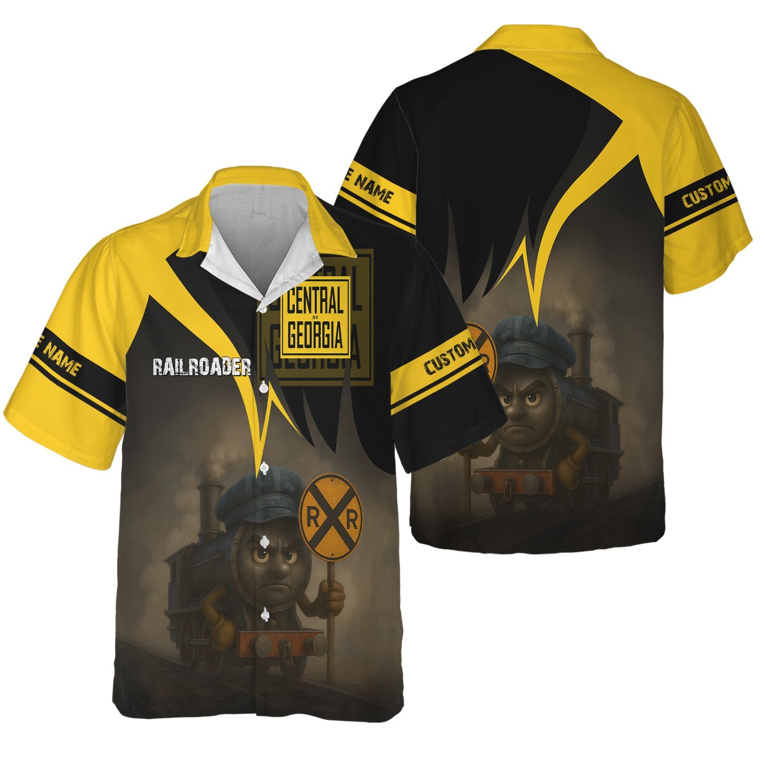 Railspirit Personalized Central of Georgia Railway Hawaiian Shirt Angry Train Hawaiian Shirt Gift Idea For Train Lover