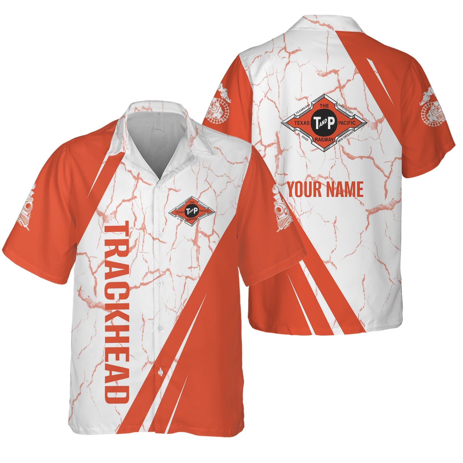 Railspirit Personalized Texas and Pacific Railway Hawaiian Shirt Crackle Texture Style Shirt For Trackhead