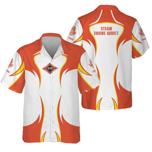 Railspirit Personalized Texas and Pacific Railway Hawaiian Shirt Distinctive Flame Style Shirt For Steam Engine Addict