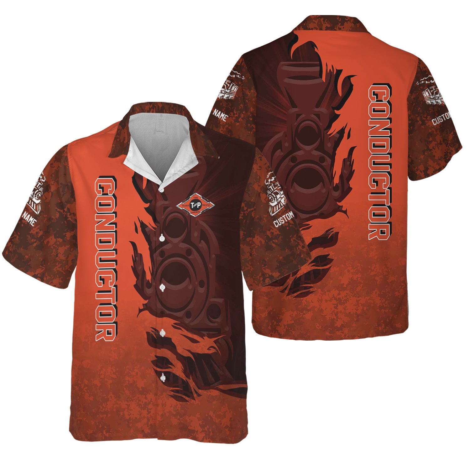 Railspirit Personalized Texas and Pacific Railway Hawaiian Shirt Blazing Style with Custom Position Train Shirt
