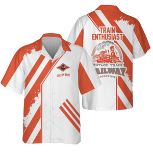 Railspirit Personalized Texas and Pacific Railway Hawaiian Shirt Locomotive Design Train Shirt for Train Enthusiast