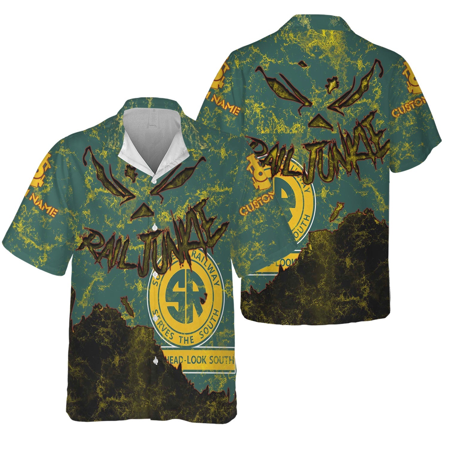 Railspirit Personalized Southern Railway U.S Hawaiian Shirt Torn Graphic Style SOU Train Shirt For Rail Junkie