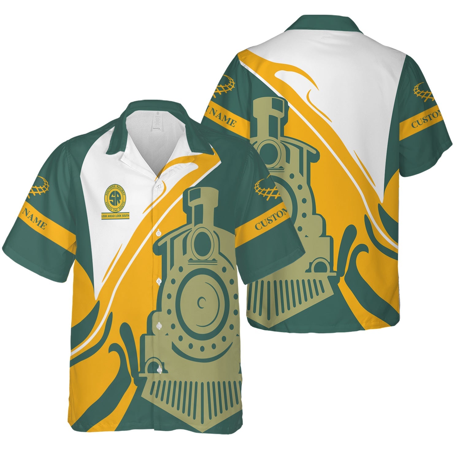 Railspirit Personalized Southern Railway U.S Hawaiian Shirt Flame-Inspired Style SOU Shirt Gift Idea For Train Lovers