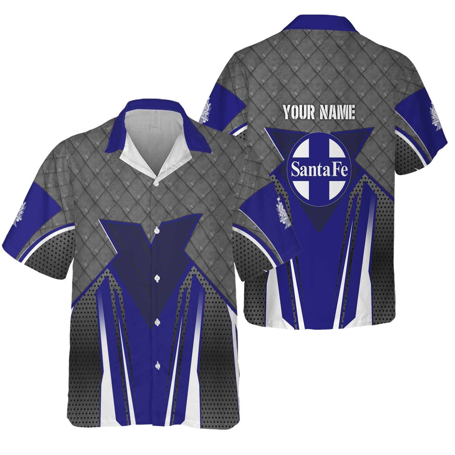 Railspirit Personalized Santa Fe ATSF Railway Hawaiian Shirt Rugged Steel Vibes Atchison, Topeka and Santa Fe Train Shirt All Over Print