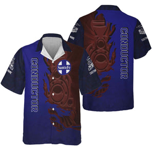 Railspirit Personalized Santa Fe ATSF Railway Hawaiian Shirt Blazing Style with Custom Position Atchison, Topeka and Santa Fe Train Shirt
