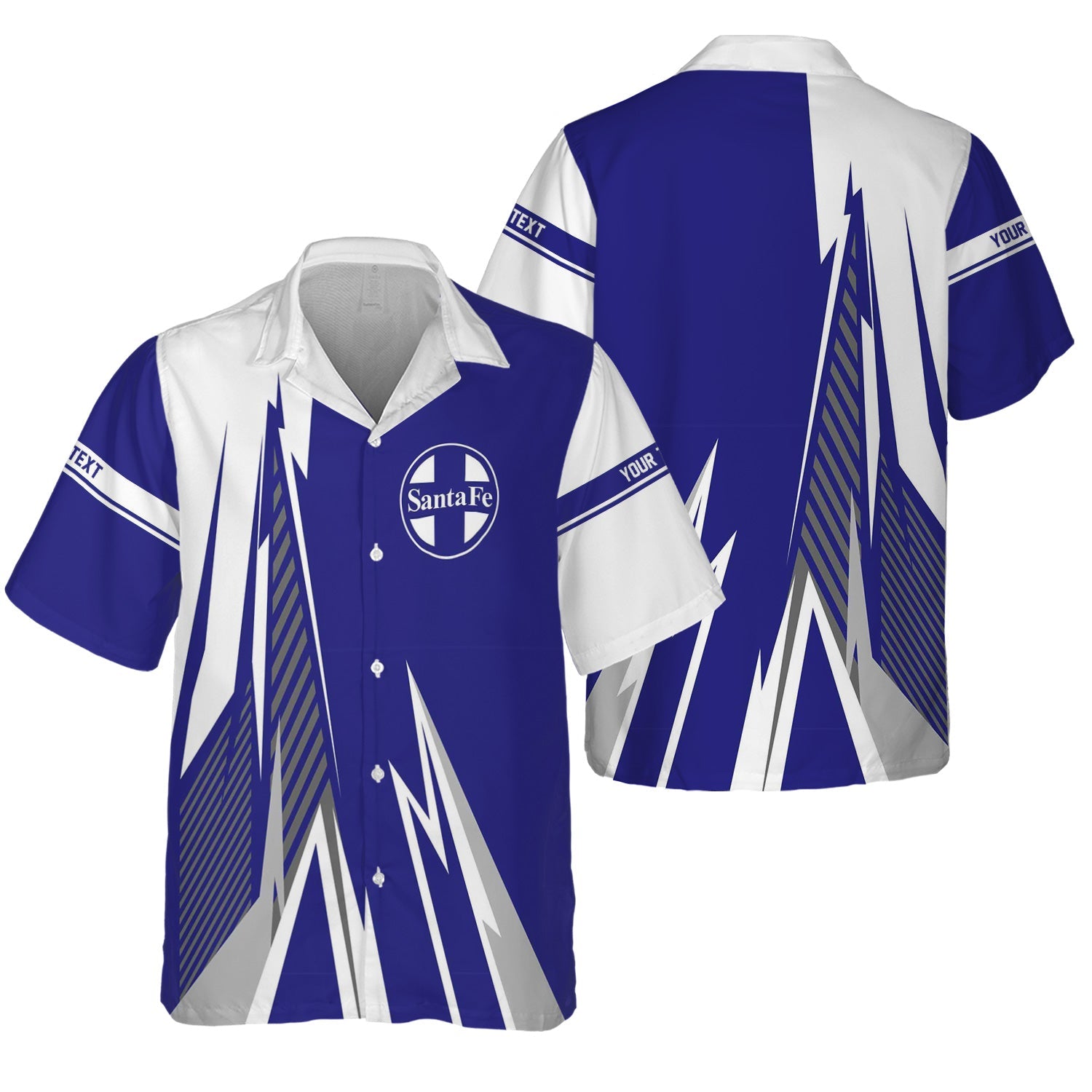 Railspirit Personalized Santa Fe ATSF Railway Hawaiian Shirt Lightning-Inspired Railway Style Atchison, Topeka and Santa Fe Shirt For Train Lovers