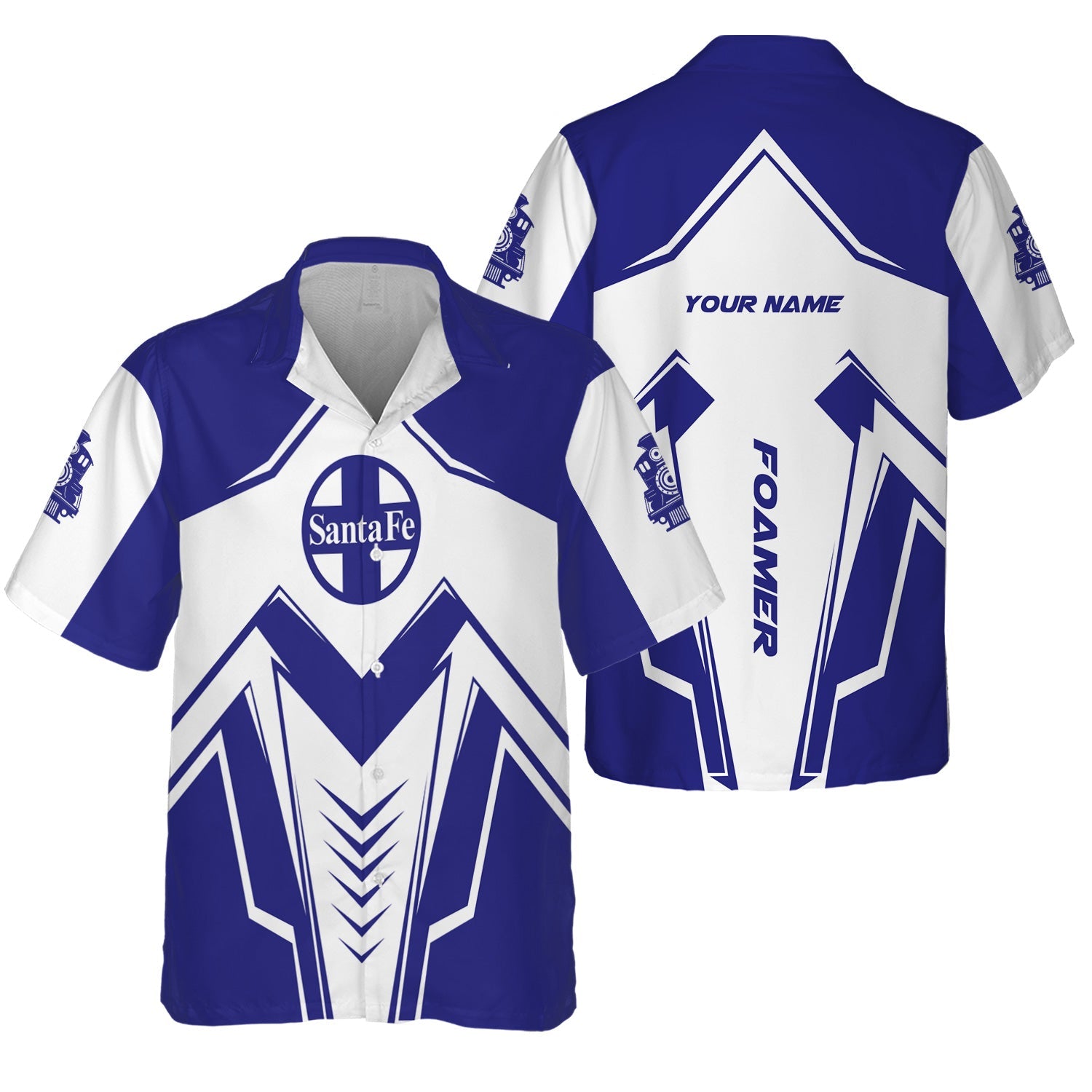 Railspirit Personalized Santa Fe Railway Hawaiian Shirt Railway Trainspotter Style Atchison, Topeka and Santa Fe Railway Shirt Gift Idea For Foamers