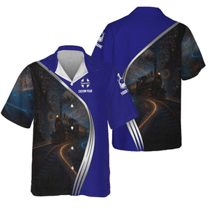 Railspirit Personalized Santa Fe ATSF Railway Hawaiian Shirt Steampunk Locomotive with Custom Year Atchison, Topeka and Santa Fe Train Shirt