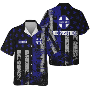 Railspirit Personalized Santa Fe ATSF Railway Hawaiian Shirt Artistic Paint American Flag Style Atchison, Topeka and Santa Fe Train Shirt
