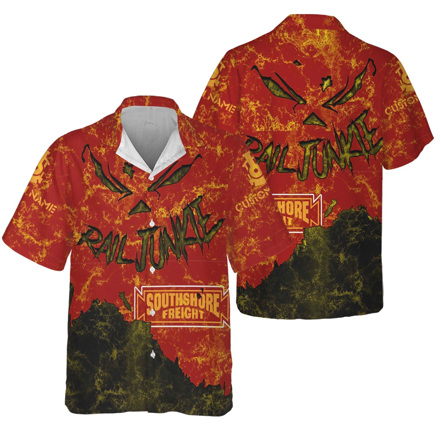 Railspirit Personalized Chicago South Shore and South Bend Railroad Hawaiian Shirt Torn Graphic Style Train Shirt For Rail Junkie
