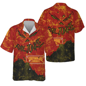 Railspirit Personalized Chicago South Shore and South Bend Railroad Hawaiian Shirt Torn Graphic Style Train Shirt For Rail Junkie