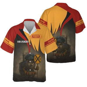 Railspirit Personalized Chicago South Shore and South Bend Railroad Hawaiian Shirt Angry Train Hawaiian Shirt Gift Idea For Train Lover