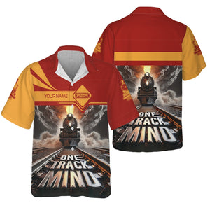 Railspirit Personalized Chicago South Shore and South Bend Railroad Hawaiian Shirt One Track Mind Train Printed Shirt