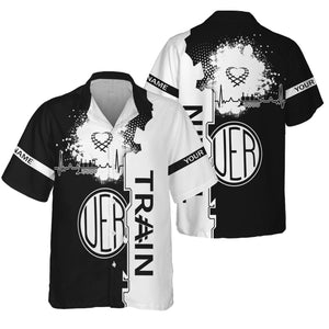 Railspirit Personalized Union Electric Railway Hawaiian Shirt Engine Heartbeat and Track Love Style Shirt Gift Idea For Train Lovers