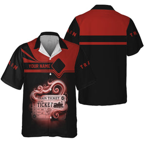 Railspirit Personalized Union Electric Railway Hawaiian Shirt Train Ticket  American Locomotive Printed Train