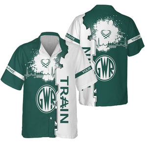 Railspirit Personalized Great Western Railway Hawaiian Shirt Engine Heartbeat and Track Love Style Shirt Gift Idea For Train Lovers