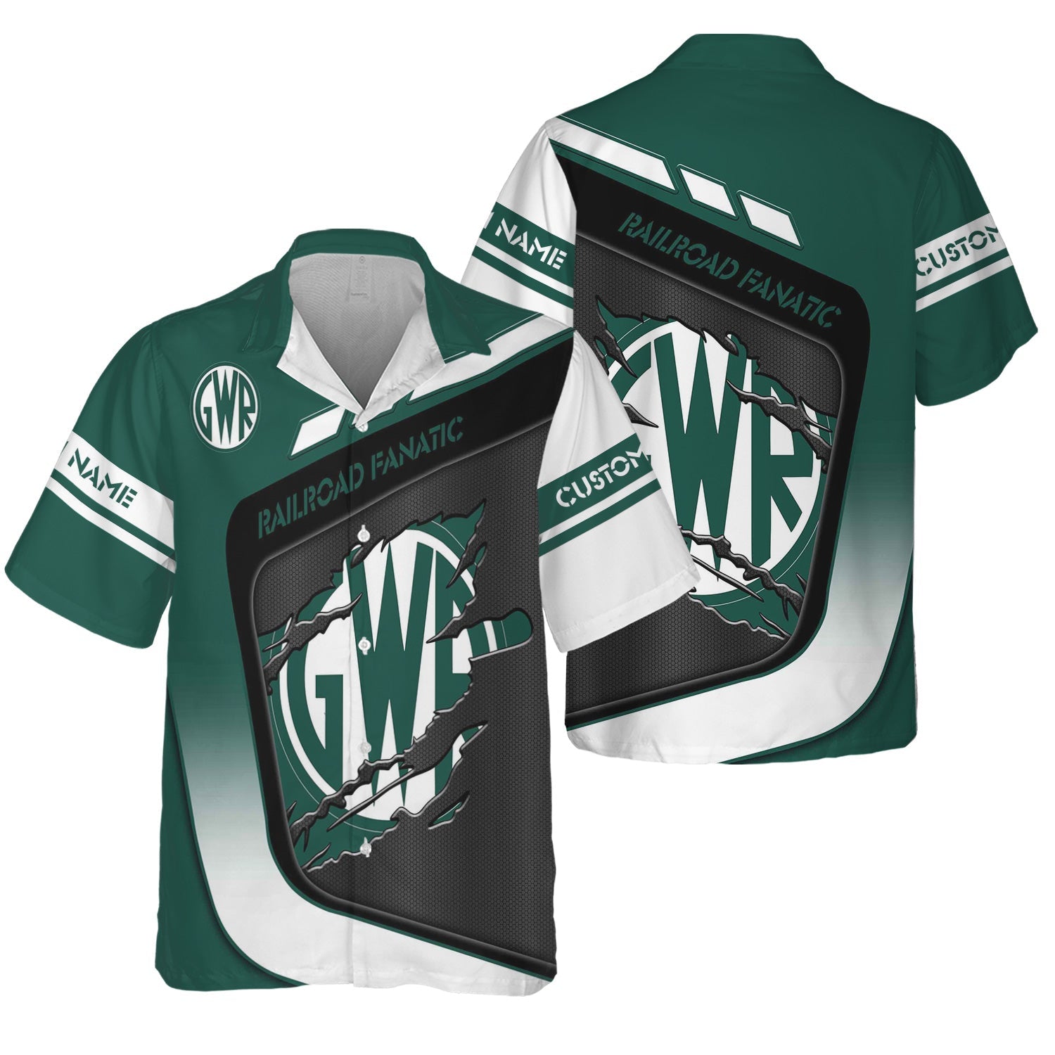 Railspirit Personalized Great Western Railway Hawaiian Shirt Ripped Texture Style Train Shirt For Railroad Fanatic