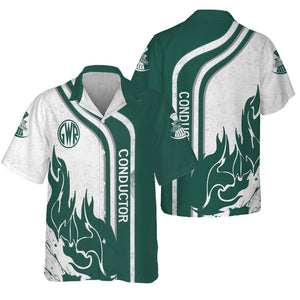 Railspirit Personalized Great Western Railway Hawaiian Shirt Flame Design with Custom Job Position Train Shirt