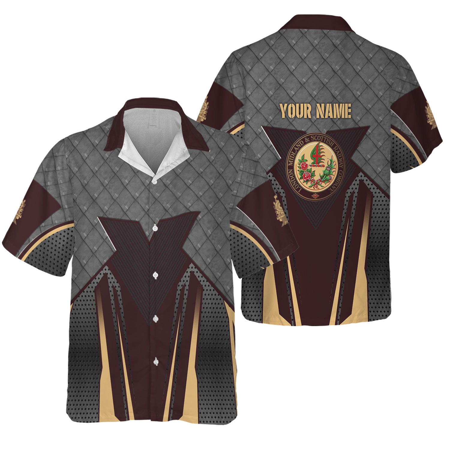 Railspirit Personalized London, Midland and Scottish Railway Hawaiian Shirt Rugged Steel Vibes Train Shirt All Over Print