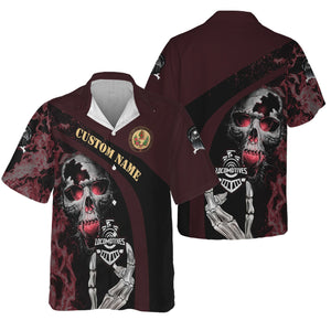 Railspirit Personalized London, Midland and Scottish Railway Hawaiian Shirt Flame Skull Design Train Shirt for Locomotive Fans