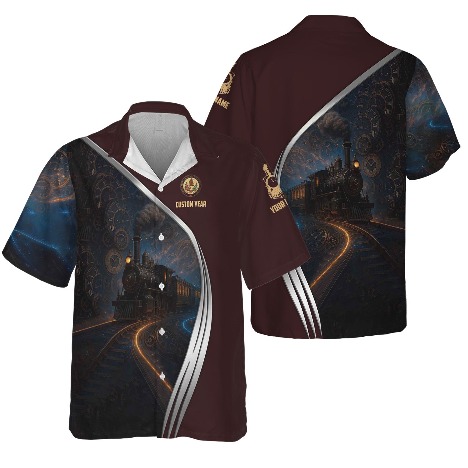 Railspirit Personalized London, Midland and Scottish Railway Hawaiian Shirt Steampunk Locomotive with Custom Year Train Shirt