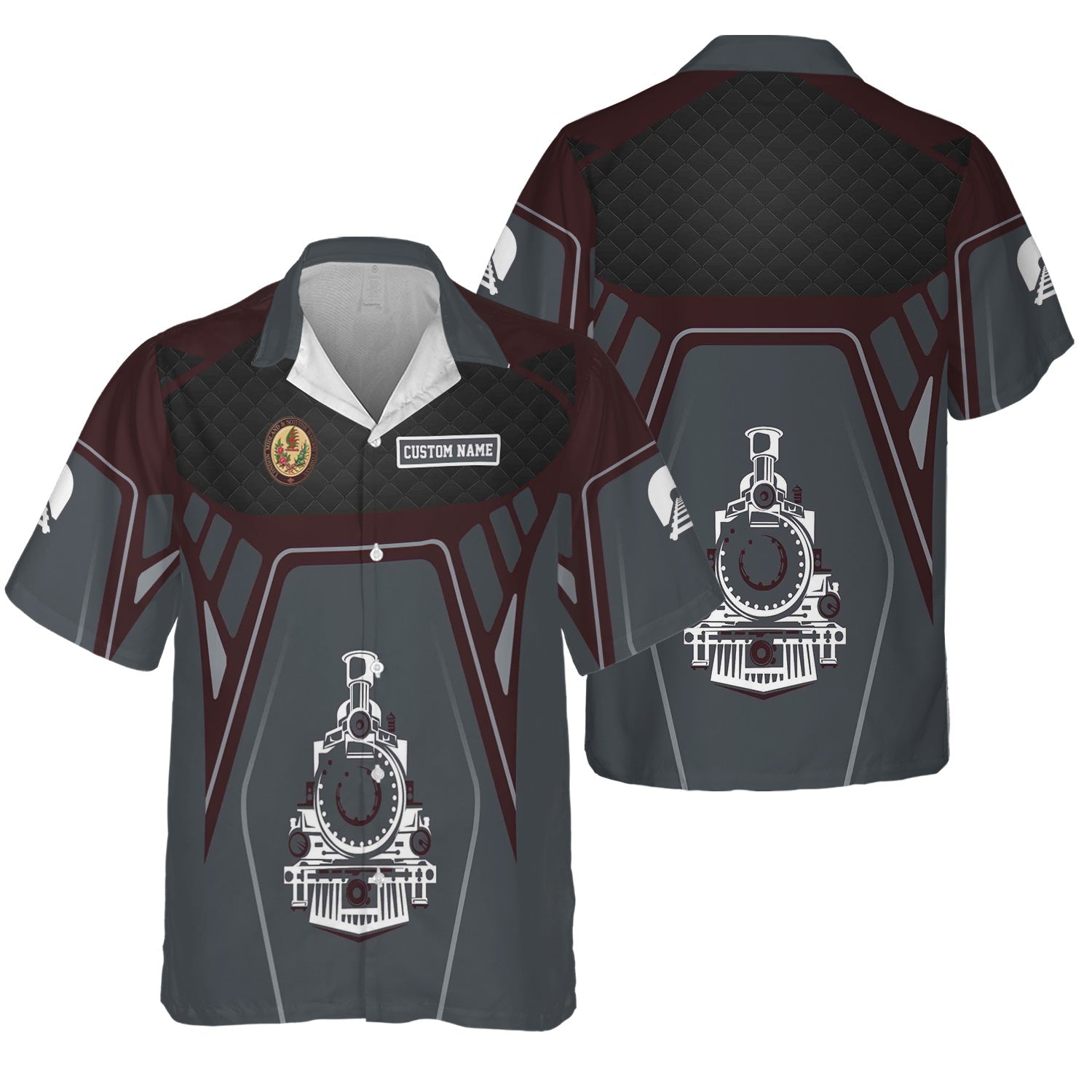 Railspirit Personalized London, Midland and Scottish Railway Hawaiian Shirt Steam Locomotive Engine Graphic Train Shirt All Over Print
