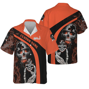 Railspirit Personalized Avanti West Coast Hawaiian Shirt Flame Skull Design Train Shirt for Locomotive Fans