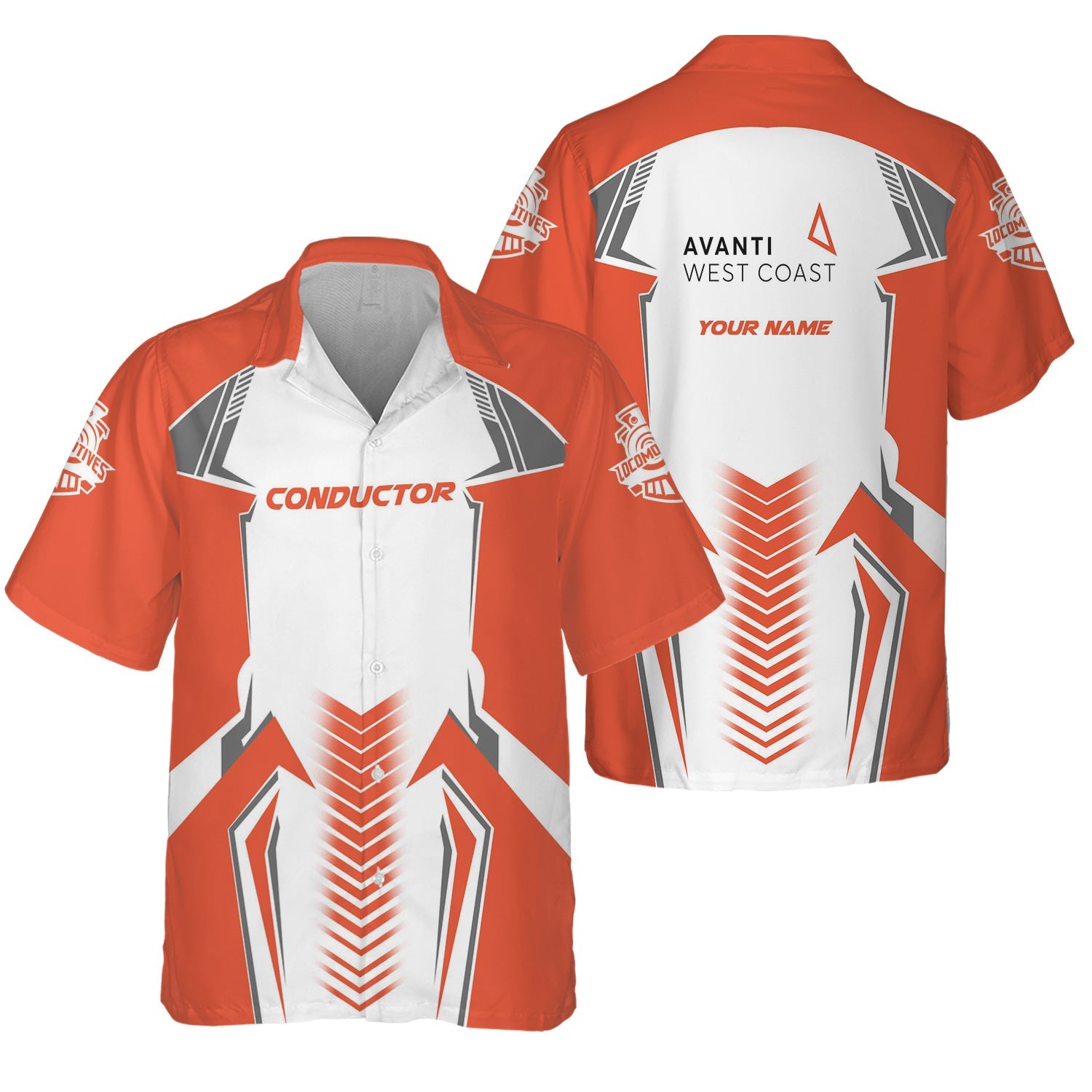 Railspirit Personalized Avanti West Coast Hawaiian Shirt Standout Style with Custom Position Train Shirt