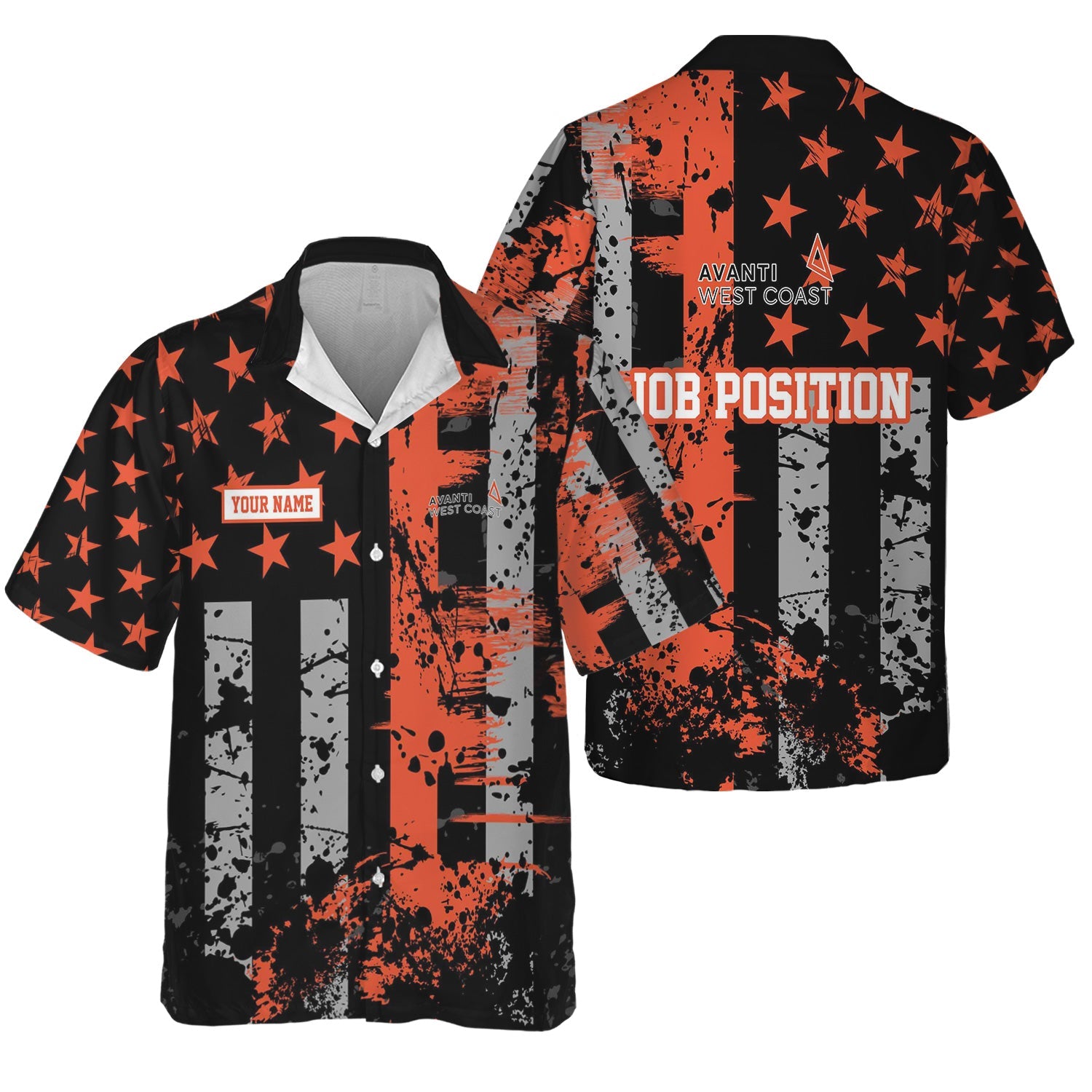 Railspirit Personalized Avanti West Coast Hawaiian Shirt Artistic Paint American Flag Style Train Shirt