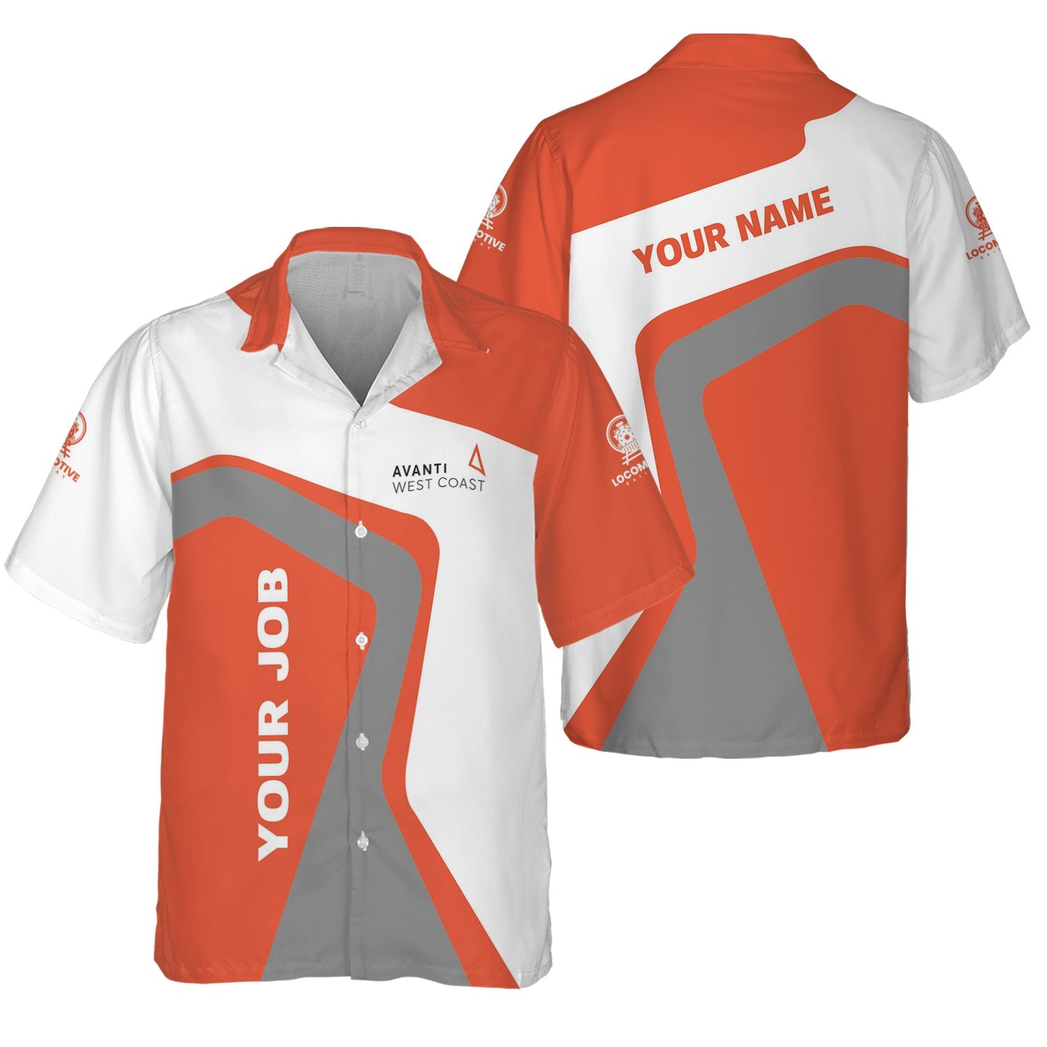 Railspirit Personalized Avanti West Coast Hawaiian Shirt Unique Design with Custom Job Position Train Shirt