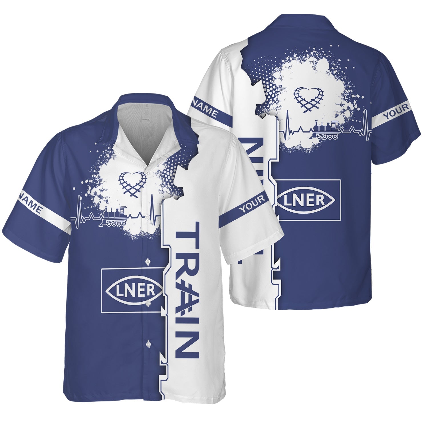 Railspirit Personalized London and North Eastern Railway Hawaiian Shirt Engine Heartbeat and Track Love Style Shirt Gift Idea For Train Lovers