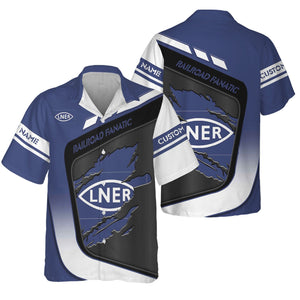 Railspirit Personalized London and North Eastern Railway Hawaiian Shirt Ripped Texture Style Train Shirt For Railroad Fanatic