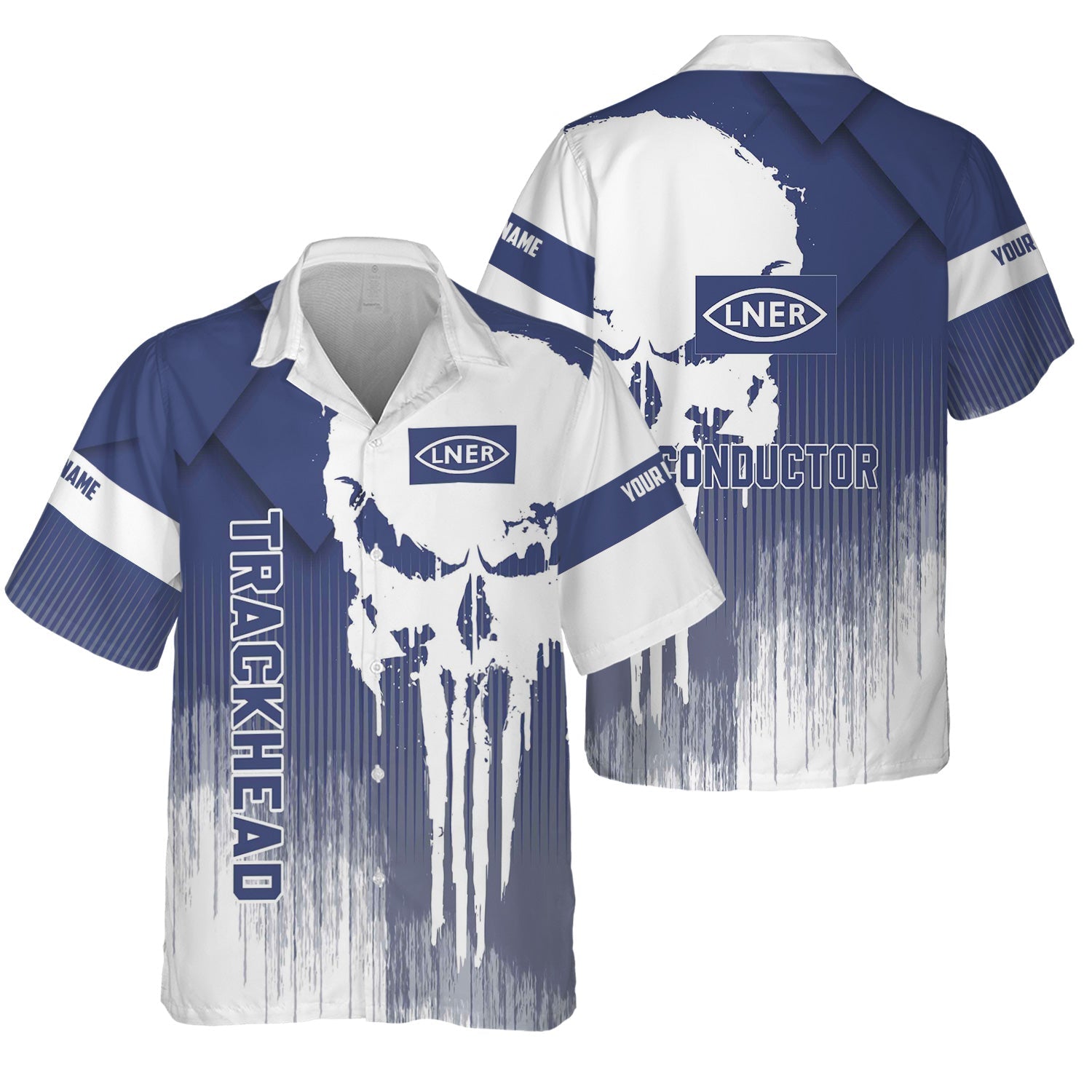 Railspirit Personalized London and North Eastern Railway Hawaiian Shirt Skull Design with Custom Job Train Shirt for Trackhead Crew