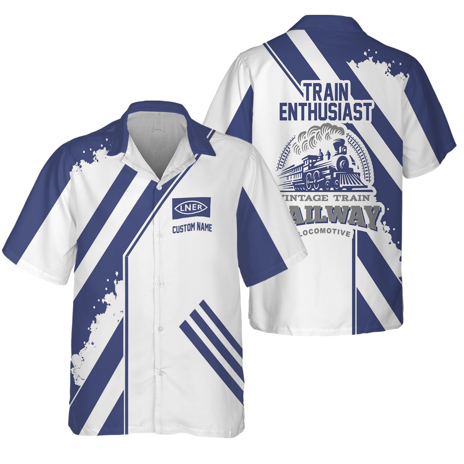 Railspirit Personalized London and North Eastern Railway Hawaiian Shirt Locomotive Design Train Shirt for Train Enthusiast