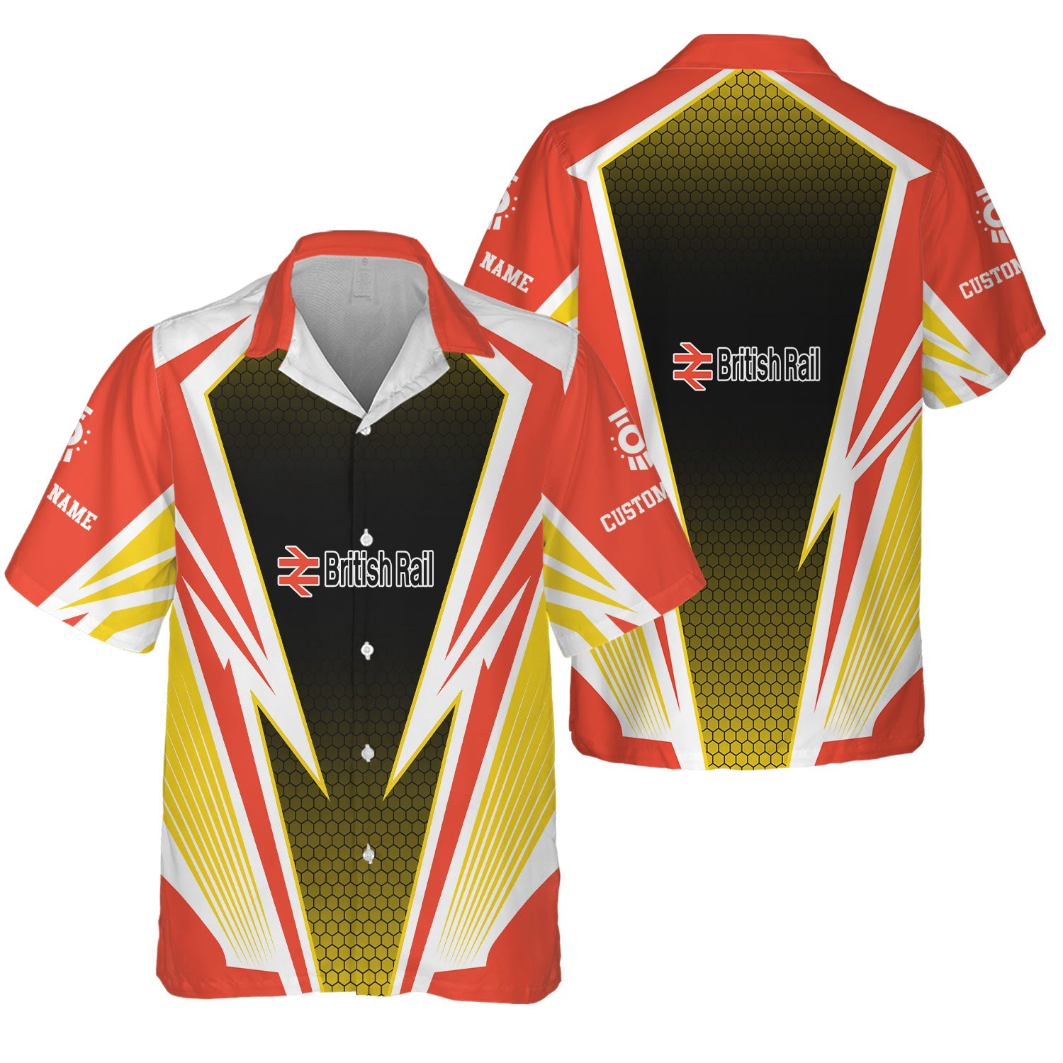 Railspirit Personalized British Railway Hawaiian Shirt Lightning Graphic Style Shirt Gift Idea For Train Lover