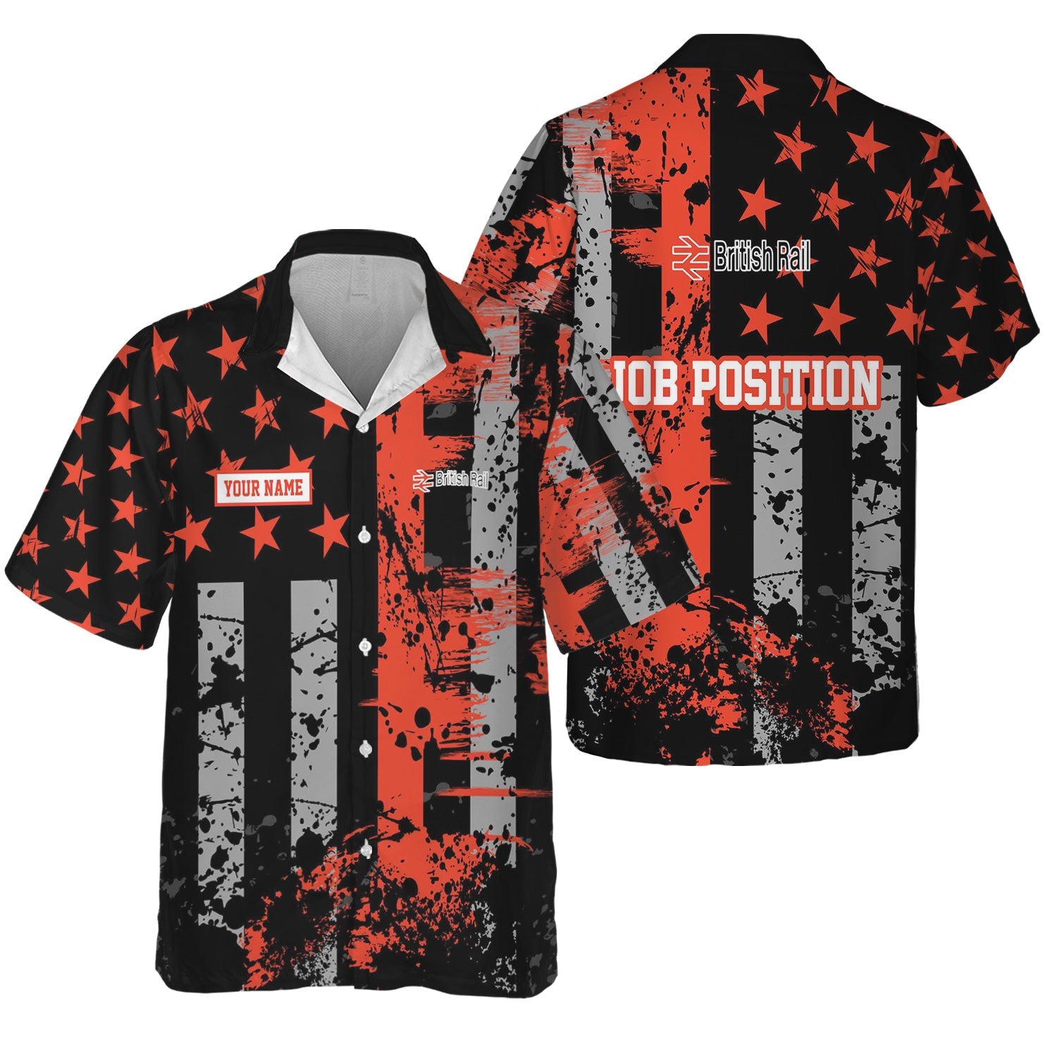 Railspirit Personalized British Railway Hawaiian Shirt Artistic Paint American Flag Style Train Shirt