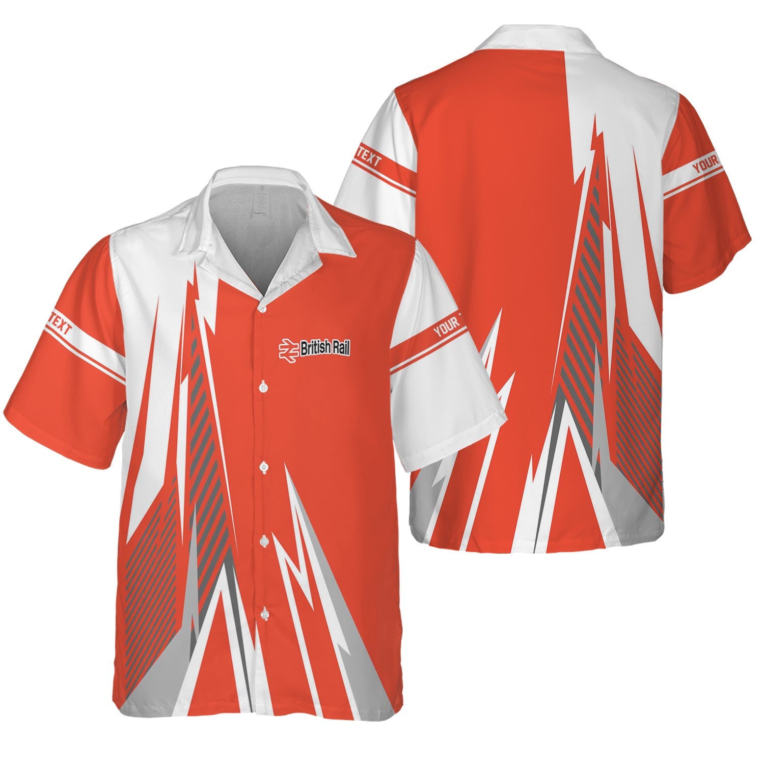Railspirit Personalized British Railway Hawaiian Shirt Lightning-Inspired Railway Style Shirt For Train Lovers