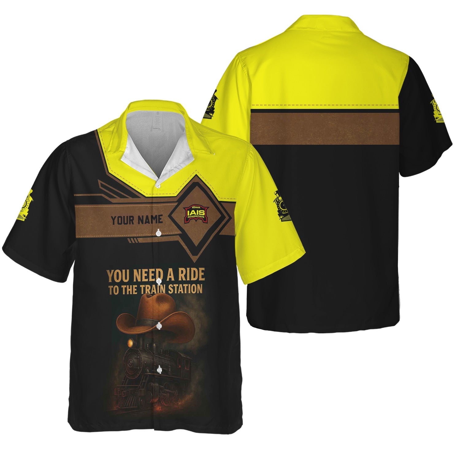 Railspirit Personalized Iowa Interstate Railroad Hawaiian Shirt You Need A Ride To The Train Station IAIS Shirt For Train Lovers