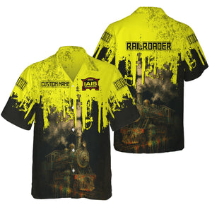 Railspirit Personalized Iowa Interstate Railroad Hawaiian Shirt Vintage Train Art Style IAIS Shirt For Locomotive Fans