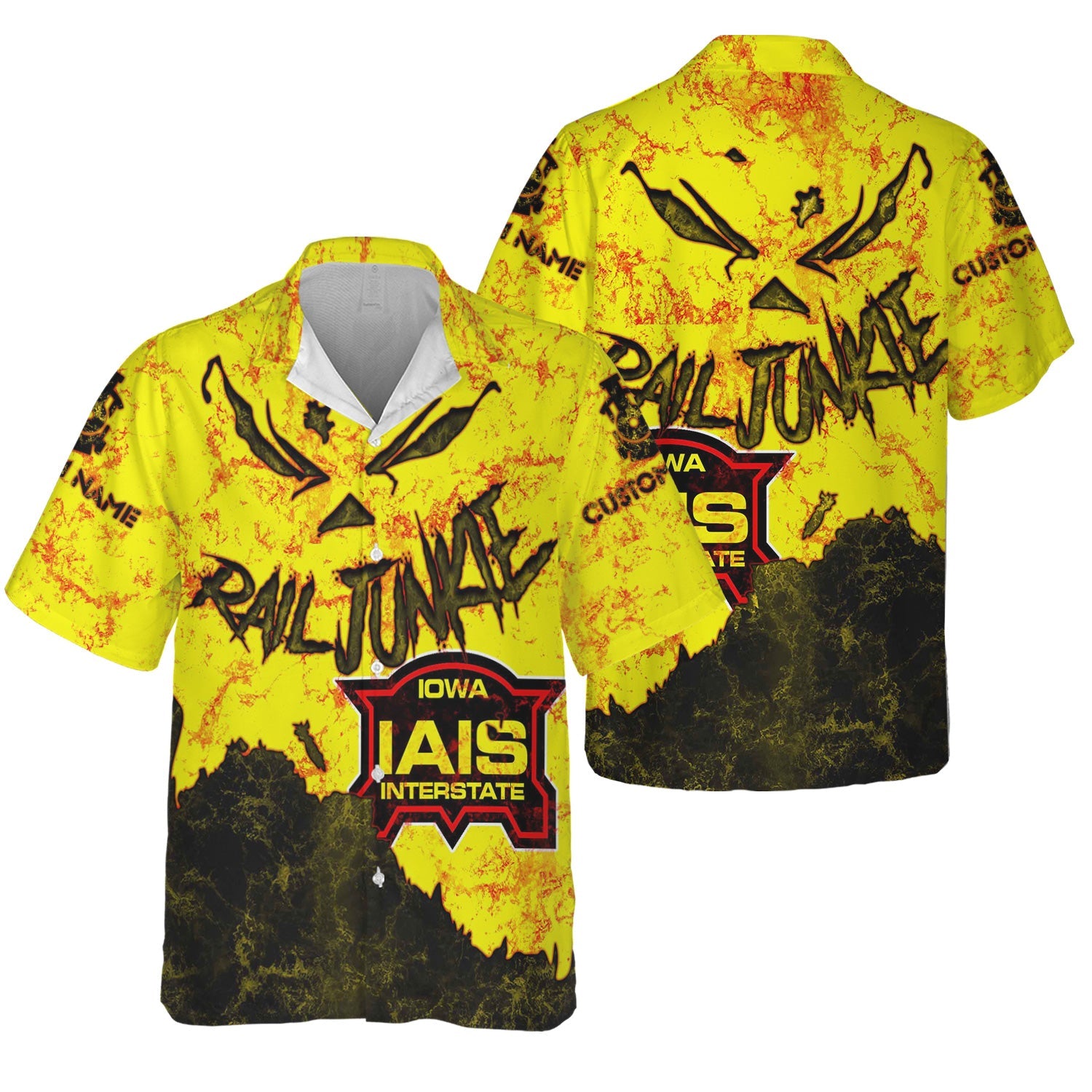 Railspirit Personalized Iowa Interstate Railroad Hawaiian Shirt Torn Graphic Style IAIS Train Shirt For Rail Junkie