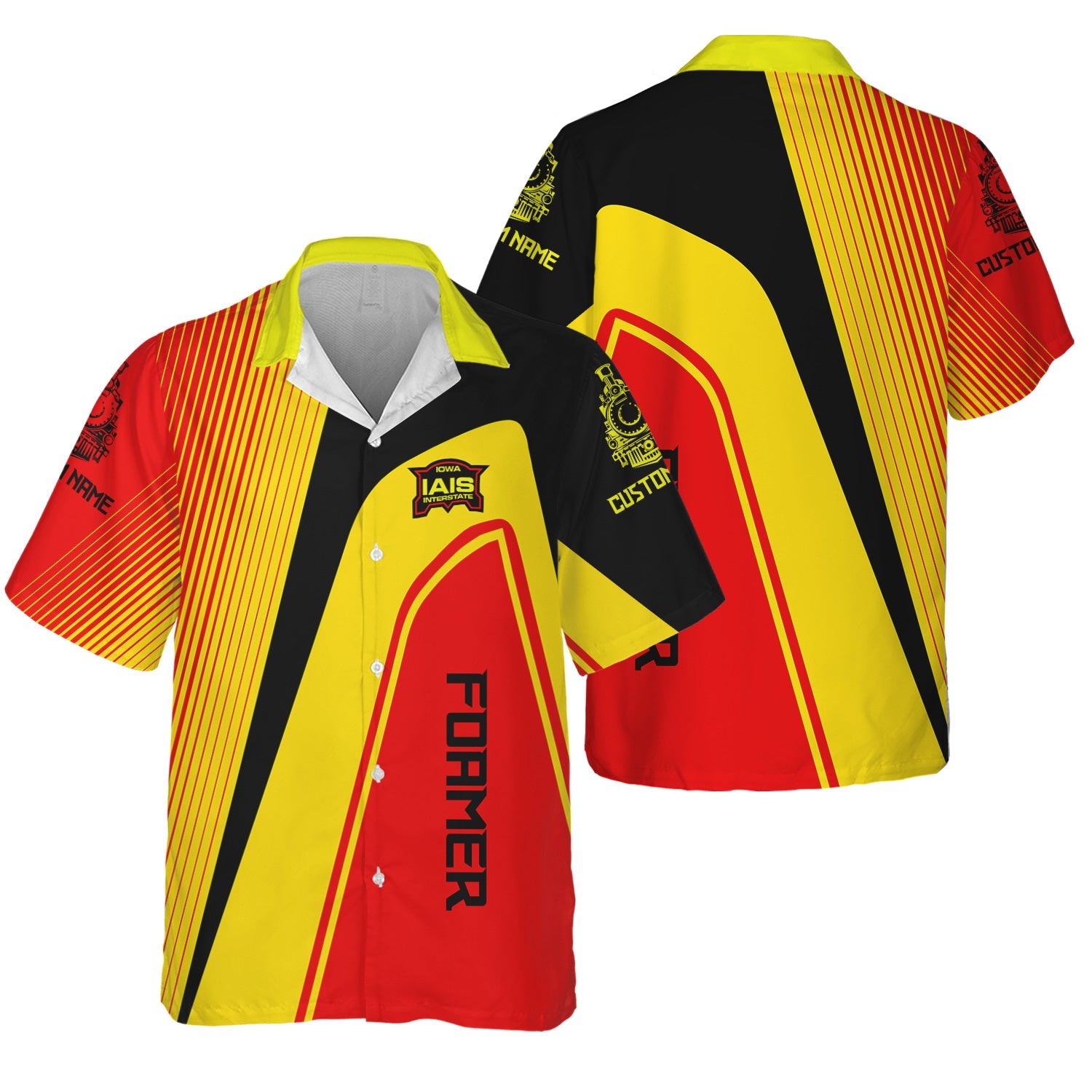 Railspirit Personalized Iowa Interstate Railroad Hawaiian Shirt Vibrant Striking Style IAIS Shirt For Rail Enthusiasts