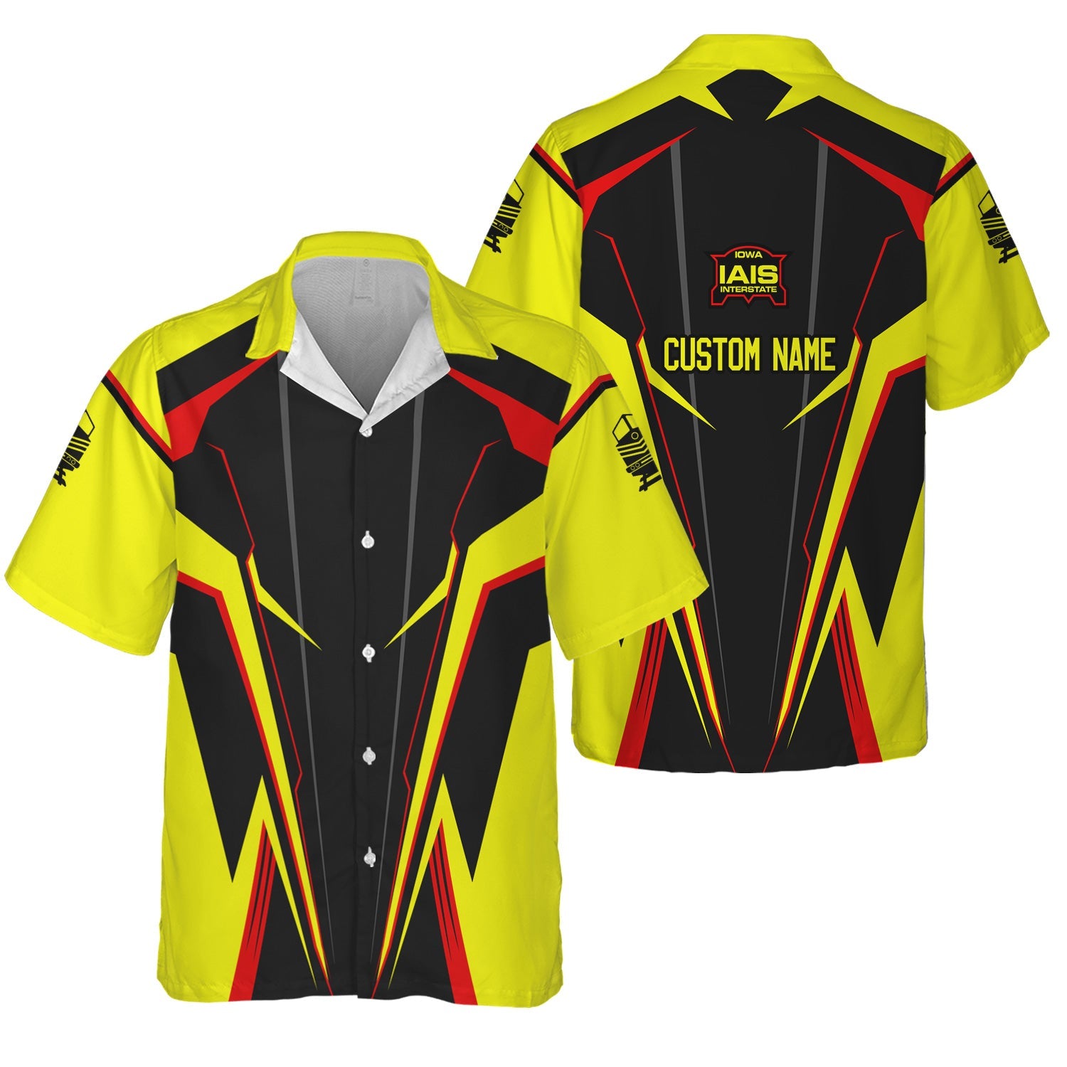 Railspirit Personalized Iowa Interstate Railroad Hawaiian Shirt Lightning-Edge Design IAIS Train Shirt For Railroad Lovers