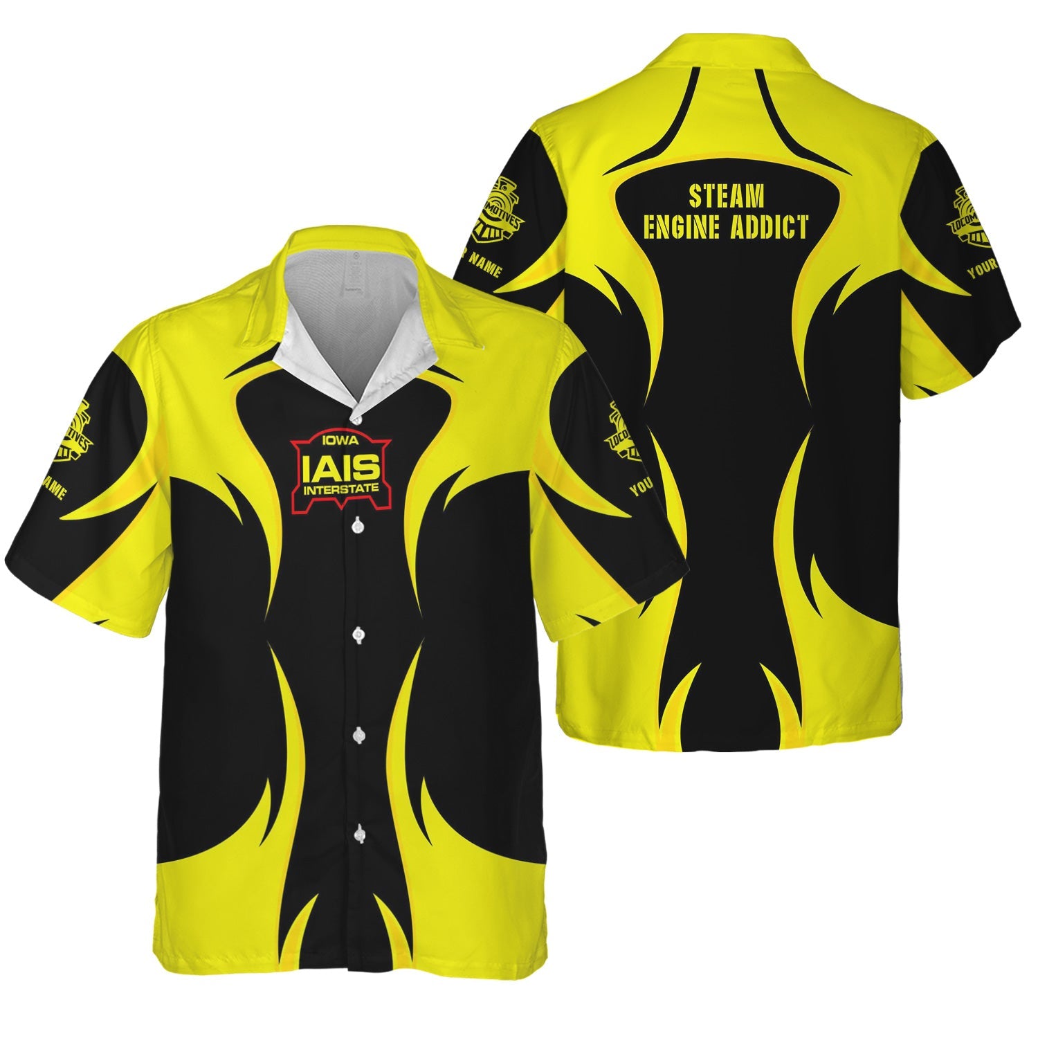 Railspirit Personalized Iowa Interstate Railroad Hawaiian Shirt Distinctive Flame Style IAIS Shirt For Steam Engine Addict
