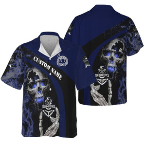 Railspirit Personalized Jersey Central Railroad Hawaiian Shirt Flame Skull Design CNJ Train Shirt for Locomotive Fans