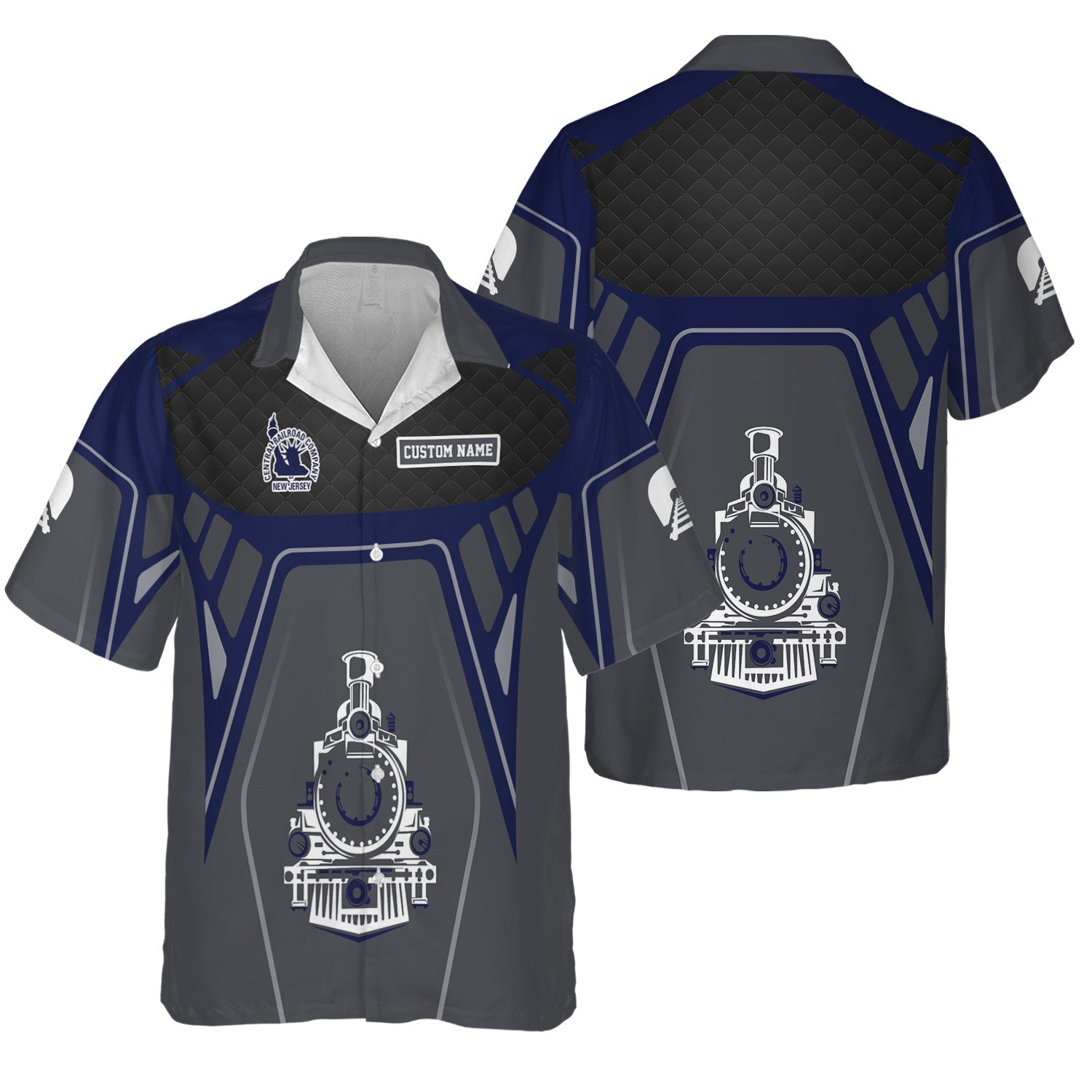 Railspirit Personalized Jersey Central Railroad Hawaiian Shirt Steam Locomotive Engine Graphic CNJ Train Shirt All Over Print